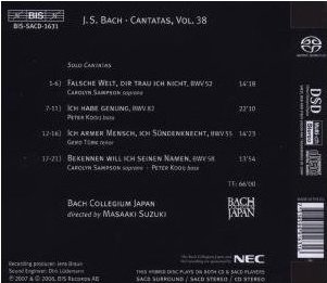 Masaaki Volume Collegium - Cantatas Suzuki & Bach Japan 38